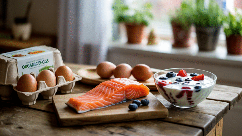Gambar makanan yang mengandung vitamin D seperti ikan berlemak dan telur